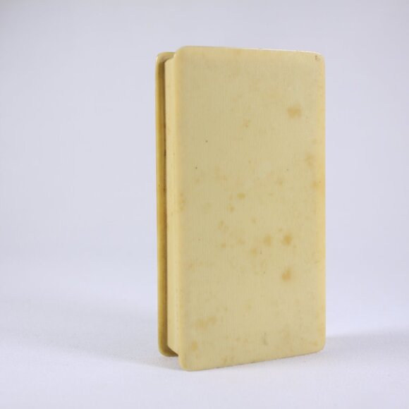 Antique celluloid plastic jewelry box, trinket box lined in royal blue velvet - Picture 6 of 10